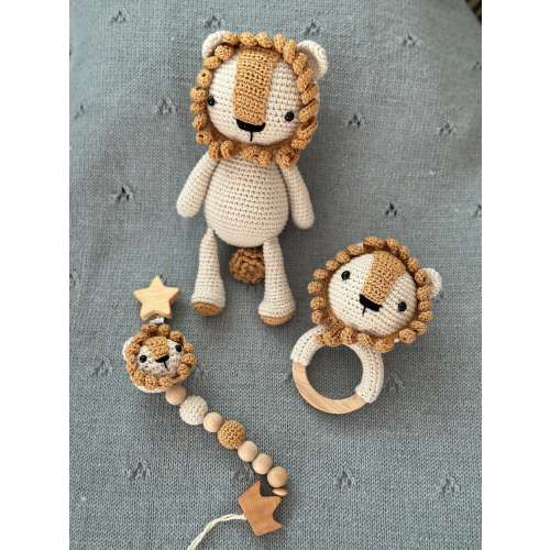 Amigurumi Lion Toy Set | Organic Baby Set | Sleeping Companion | Montessori Toys | Newborn Toy | Sensory Toy | Baby Gift Box