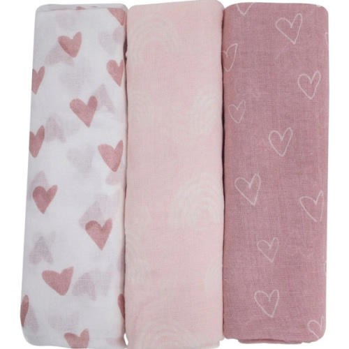 Nordic Muslin Wraps 3 Pack in Pink