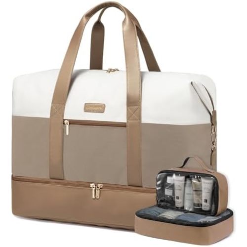 LOVEVOOK Weekender Bag, Large Travel Duffel Bag for Women with 2 Packing Cubes, Carry on Overnight Bag with Shoe Compartment, Mom Hospital Bags for Labor and Delivery