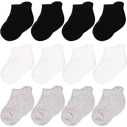CozyWay Ankle Style Socks for Little Girls & Boys, Infants, Toddlers, Children - 12 Pairs