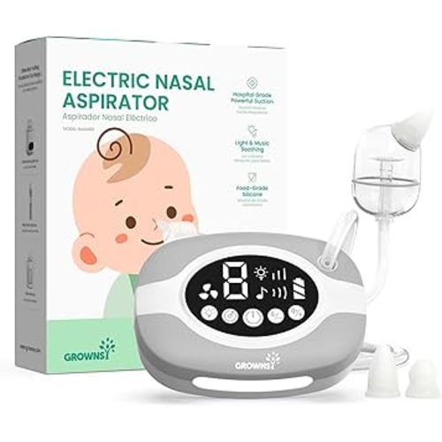 GROWNSY Electric Nose Suction for Baby, Hospital-Grade Nasal Aspirator with Night Light,Soothing Lullabies, Baby Nose Sucker with 9 Adjustable Suction Levels