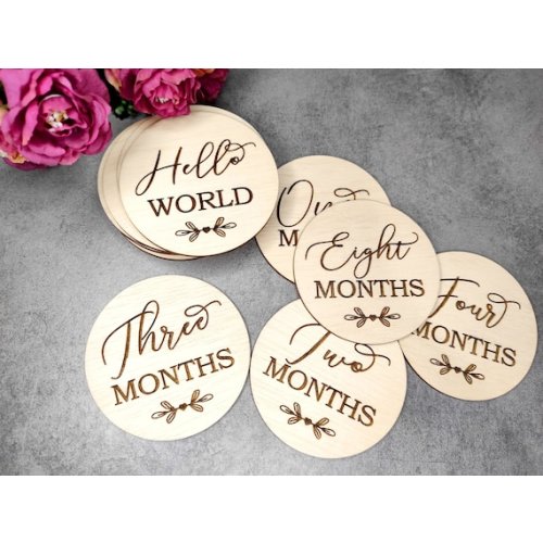 Baby Monthly Milestone Markers Round Wooden Monthly - Etsy Canada