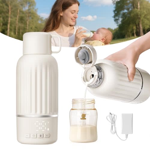 Snow Bear Portable Bottle Warmer for Travel, Fast Heating in 2.5 Mins for Breast Milk, 10200mAh Battery with LED Display, 17oz Large Capacity, Baby Bottle Warmer with Precise Temperature Control(5076)