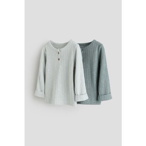 2-pack Ribbed Henley Shirts 6M