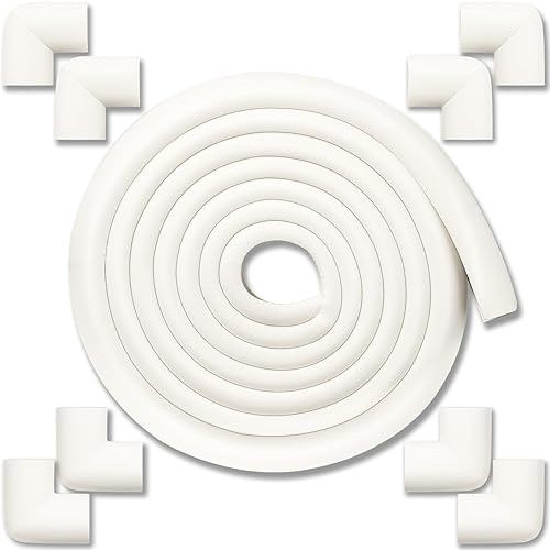 12ft (3.7M) Edge Corner Protector Baby Proofing with 8 Corners, Soft NBR Rubber Foam Corner Protectors Baby Proof, Furniture Corner Guard & Edge Safety, Edge Protector for Table and Fireplace