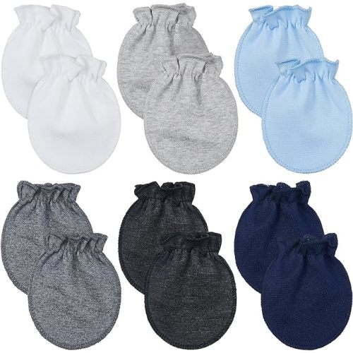 Syhood 6 Pairs Newborn Baby Mittens Cotton No Scratch Infant Gloves Mitten for Baby 0-6 Months Boys Girls