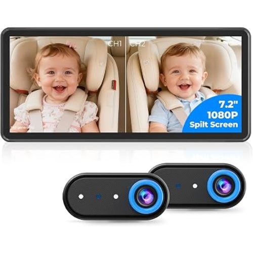 LUCKVIEW BM5PRO Dual Baby Car Camera, Blue 7.2" 1080P Monitor