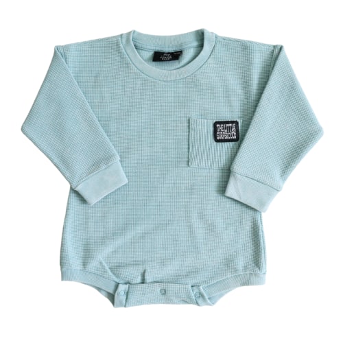 Blue Waffle Bubble Romper