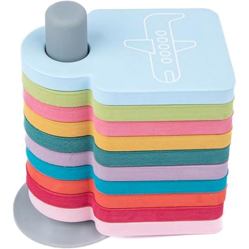 Bella Tunno Tub Hub – 10-Piece Non-Toxic Soft Foam Baby Bath Toys and Silicone Suction Storage Stand Included (New Transportation)