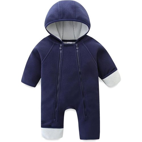 Newborn Baby Fleece Jumpsuit Girls Boys Winter Hooded Coverall Romper Cute Baby Snowsuit Clothes