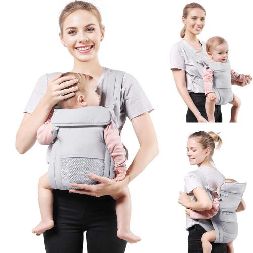 Baby Carrier Newborn to Toddler, Cozy Baby Wrap Carrier(7-30lbs), Easily Adjustable Toddler Carrier, Lightweight Baby Holder Carrier, Baby Sling Carrier, All Positions Baby Chest Carrier, Grey