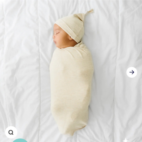 Heather Oatmeal Ribbed Swaddle & Hat Set - Little Sleepies