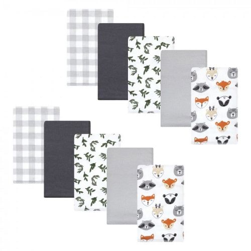 Hudson Baby Unisex Baby Cotton Flannel Burp Cloths, Woodland Faces, One Size