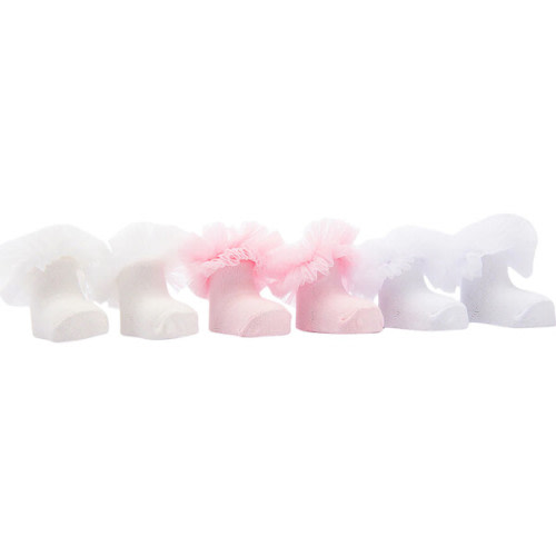 3pc Tulle Frill Socks Set, Pink