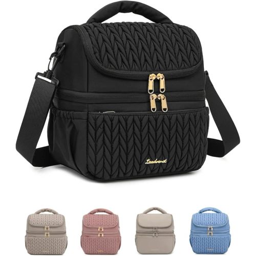 Breastmilk Cooler Bag - Large Capacity 12L & 10-Hour Insulated Bottle Cooler Bag with Detachable Divider for Tall Baby Bottles | Dual Deck Lunch Box for Women | Breast Pump Bags for Work