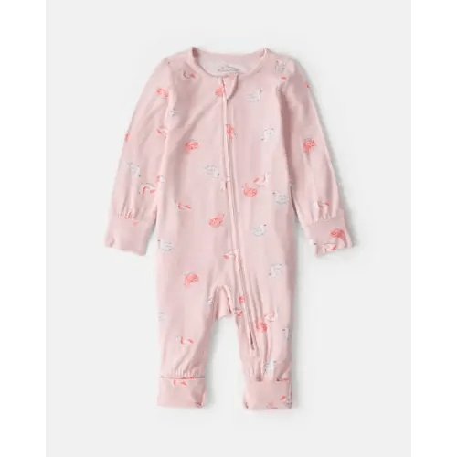 Baby Girl Flamingo PurelySoft™ 2-Way Zip Sleep & Play Pajamas - Pink | Carter's