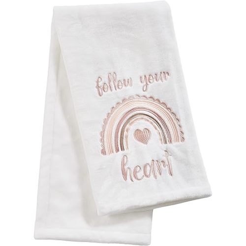 Levtex Baby - Over The Rainbow Plush Blanket - Blush, White, and Pink - Nursery Accessories - Blanket Size: 30 x 40 in.