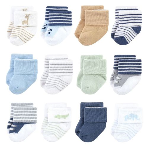 Luvable Friends Infant Boys Newborn and Baby Terry Socks, Safari, 6-12 Months
