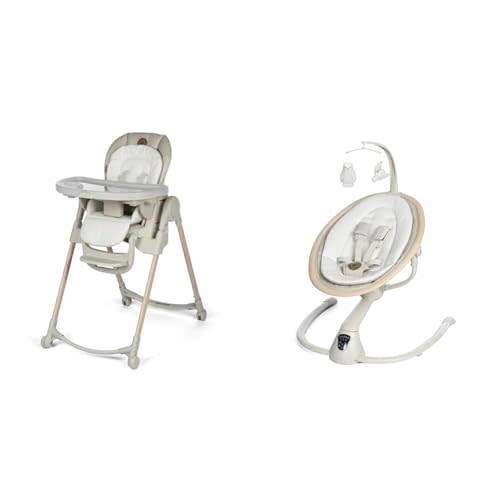 Maxi-Cosi Minla 6-in-1 High Chair & Cassia Swing, Classic Oat - Versatile High Chair Converts to 6 Modes & Soothing Swing with Touch Screen