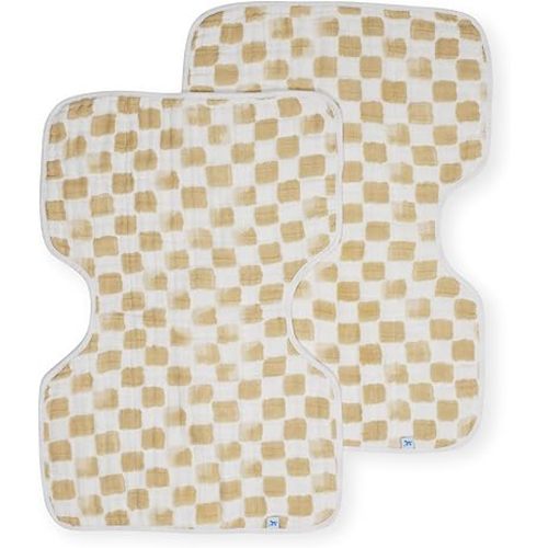 Little Unicorn Ultra-Absorbent Premium Burp Cloth 2 Pack | Soft on Baby's Skin | Larger Size | Ergonomic Design | Set of 2 (Adobe Checker)