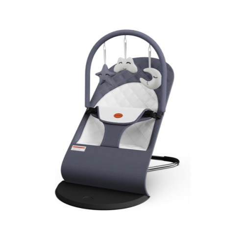 Portable Baby Bouncer Seat for Infants, 0-18 Months, 3 Modes of Use with Rocker & Stationary Options, Ergonomic Infant Chair with Hanging Toys, Baby Shower Gifts – Grey