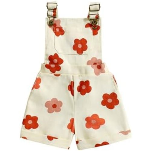 Toddler Baby Girl Sunflower Print Overalls Shorts with Pocket Suspender Trousers Cute Summer Clothing Outfit