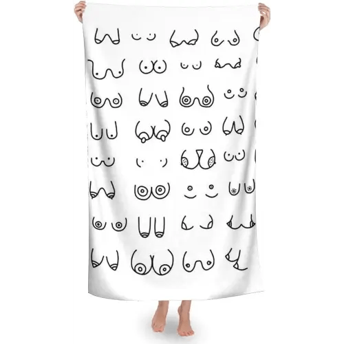 Quick Drying Bath Towel Absorbent Portable Beach Spa Towel for Women Men Compatible with Woman Breast Set Funny Boobs