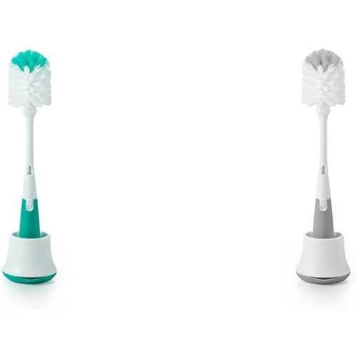 OXO Tot Bottle Brush with Nipple Cleaner and Stand, Teal + Gray