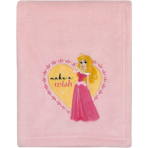 NoJo Disney Make A Wish Princess Pink Heart Aurora Super Soft Baby Blanket