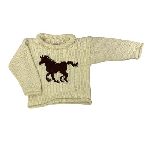 Ivory Horse Roll Neck Sweater