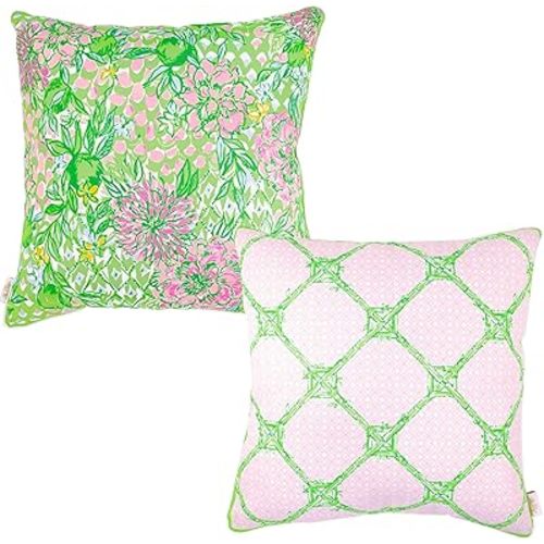 Lilly Pulitzer 20" Square Decorative Throw Pillow for Indoor and Outdoor, Throw Pillow for Couch or Patio, Outdoor Pillow for Sofa or Living Room, Lime Feeling Good (Large)
