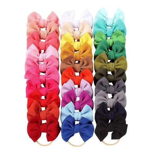 Cinaci 30 Pack Super Stretchy Nylon Headbands with Big Bow Hair Accessories for Baby Girls Infants Toddlers Kids Teens
