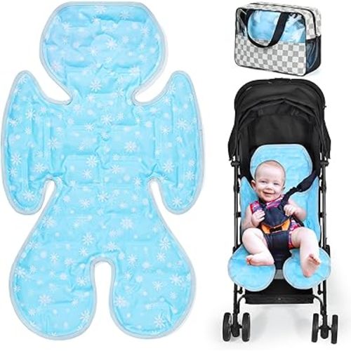 Orzbow Car Seat Cooler Pad for Toddler, Reversible Stroller Cooling Pad Liner - Universal Baby Cooling Pad, Summer Car Seat Gel Cooling Mat Cushion for Baby Chair, Child Safety Car Seat, Blue