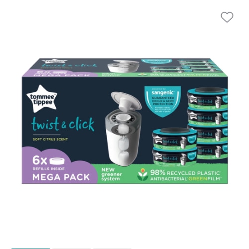Tommee Tippee Twist & Click Nappy Disposal Unit Refill Cassette 6 Pack | Liners | Baby Bunting AU