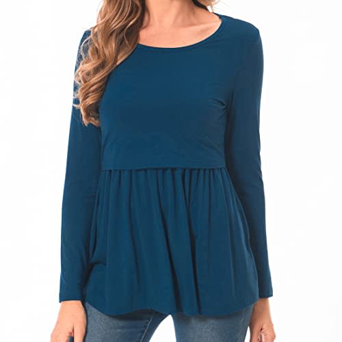 Bearsland Women’s Nursing Top Long Sleeve Scoop Neck Nursing Shirt Breastfeeding Shirt Pregnancy Clothes