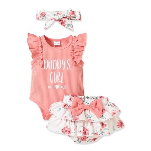 Doresbebe Newborn Baby Girl Clothes Infant Outfits Summer Shorts Set Floral Romper+Cute Baby Skirt +Headband