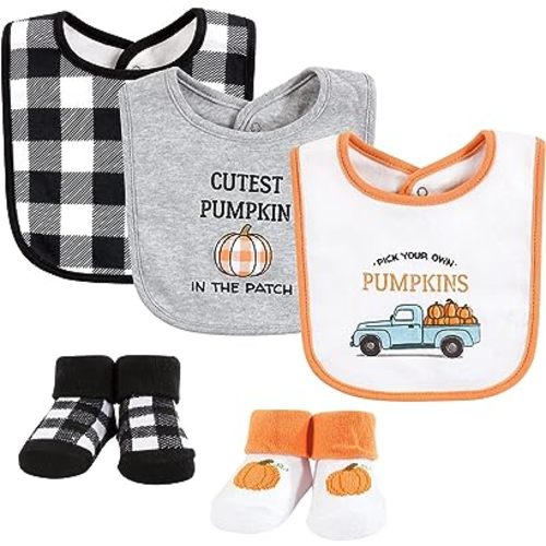Hudson Baby Unisex BabyCotton Bib and Sock Set