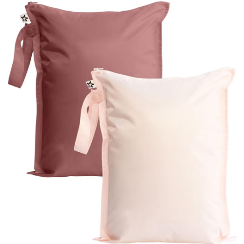 Tiny Twinkle Mess proof Waterproof Wet Dry Bag,2pk Reusable Wet Bags for Swimsuits&Baby Clothes,Leakproof Wet Bag,Waterproof Bag for Travel&Diaper bag,Wet Bags for Baby (Rose, Burgundy)