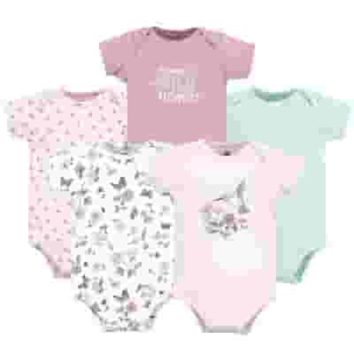 Hudson Baby Infant Girl Cotton Bodysuits, Hummingbird Garden, 9-12 Months