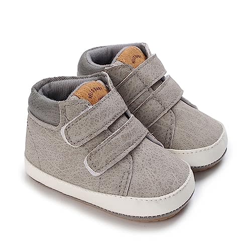 GAISUMMI Baby Boys Girls Shoes Infant High-Top PU Leather Sneakers Newborn Crib Flats Non-Slip Rubber Sole Unisex Toddler Prewalkers