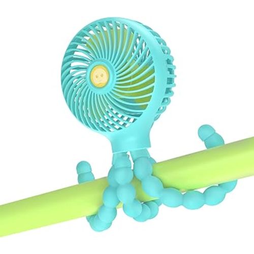 SMARTDEVIL Stroller Fan, 3 Speed Portable Clip on Stroller Fan for Baby, Battery Operated Personal Desk Fan with Flexible Tripod, Mini Handheld Fan for Car Seat, Treadmill, Camping (Blue)