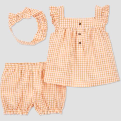 Carter's Just One You® Baby Girls' Pastel Gingham Top & Bottom Set - Yellow, Size: 3M