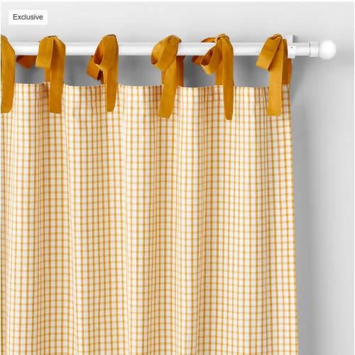 84" Yellow Organic Cotton Windowpane Plaid Curtain Panel