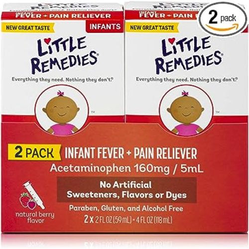Little Remedies Infant Fever & Pain Reliever, Natural Berry Flavor, 2 Fl Oz (Pack of 2)