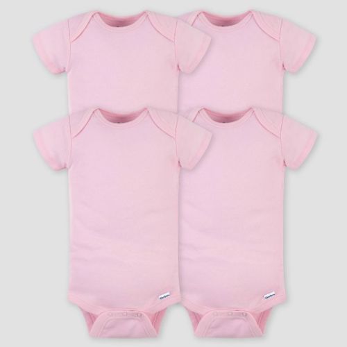 Gerber Baby Girls' 4pk Short Sleeve Onesie - Pink 3-6m