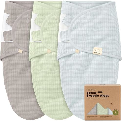 3-Pack Organic Swaddles for Newborns, Baby Sleep Sacks 0-3 Months - Baby Swaddle Wrap, Newborn Wearable Blanket, Infant Sleep Sack for Girls, Boys, Soft & Snug, Large Hook & Loop Closure (Ripple)