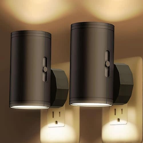 LED Night Lights Plug into Wall, Dusk to Dawn Sensor,5-300LM Adjustable Brightness, Soft White 3000K,Dimmable Night Lights for Kitchen,Hallway Bedroom,Stairs, 2 Pack