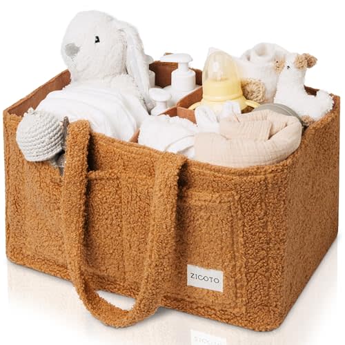 Beautiful Diaper Caddy Organizer - Versatile Storage Basket Easily Holds Diapers, Wipes and Other Baby Necessities - Perfect for Baby Showers, Functional Car Storage & Great Gift for Expecting Mothers