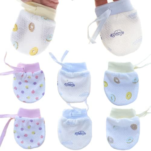 Cute Boys Girls Cotton No Scratch Gloves Drawstring Adjustable Mittens for Baby Infants