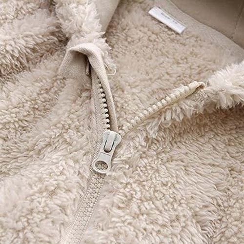 SAYOO Unisex Baby Hooded Romper Snowsuit Boys Girls Flannel Jumpsuit Winter Coat Animal Hooded One-Piece Homewear - A Beige